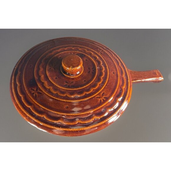 VTG Marcrest Daisy Dot Ovenproof Stoneware Casserole Pot Dish w/ Handle & Lid - Picture 2 of 7